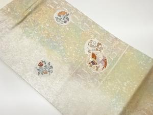 引箔丸文に花鳥模様織出し名古屋帯